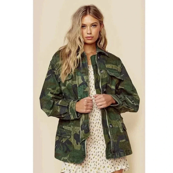 Free People Seize The Day Jacket Women’s XS Camo - Picture 3 of 11